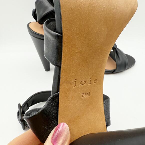 Joie Womens Celyn Heels US 7.5 M Black Leather Knot Ankle Strap NIB - Picture 12 of 12